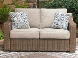 Mega Furniture - Ashley Furniture - Laguna Heights Outdoor - Loveseat w/Cushion / Beige - PCP790-835