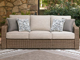 Mega Furniture - Ashley Furniture - Laguna Heights Outdoor - Sofa with Cushion / Beige - PCP790-838