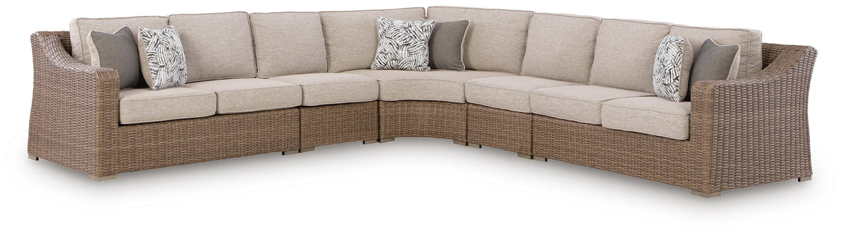 Mega Furniture - Ashley Furniture - Laguna Heights Outdoor - 5-Piece Outdoor Sectional / Beige - PCP790P3