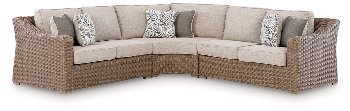 Mega Furniture - Ashley Furniture - Laguna Heights Outdoor - 3-Piece Outdoor Sectional / Beige - PCP790P1