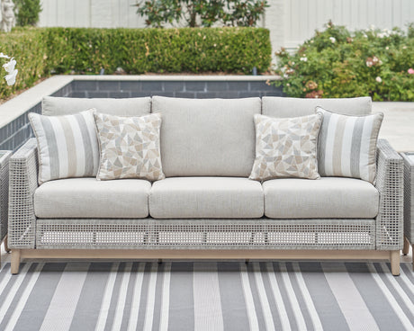 Mega Furniture - Ashley Furniture - Seton Creek Outdoor - Round Bar Table w/UMB OPT / Beige - P798-613