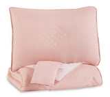 Mega Furniture - Ashley Furniture - Lexann Full Comforter Set - Full Comforter Set / Pink/White/Gray - Q901003F