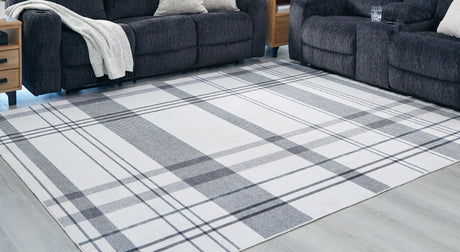 Mega Furniture - Ashley Furniture - Kaidlow Rug - 7'7" x 9'8" Washable Rug / Gray/Cream - R405911