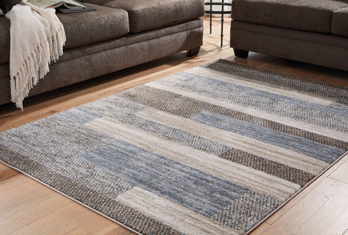 Mega Furniture - Ashley Furniture - Sethburn Rug - 8' x 10' Rug / Cream/Brown/Gray - R406591