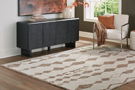 Mega Furniture - Ashley Furniture - Brettler Rug - 5' x 7' Rug / Beige/Brown - R406792