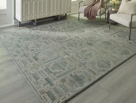 Mega Furniture - Ashley Furniture - Jossland Rug - 5' x 7' Rug / Green/Ivory - R406912