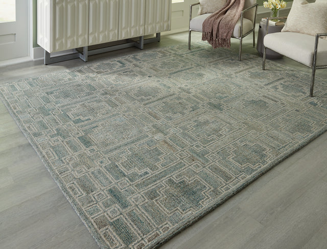 Mega Furniture - Ashley Furniture - Jossland Rug - 5' x 7' Rug / Green/Ivory - R406912