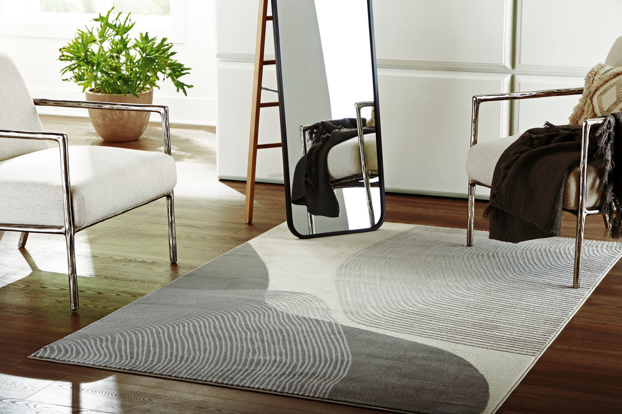Mega Furniture - Ashley Furniture - Winderburg Rug - 5' x 7' Rug / Gray/Ivory - R406952