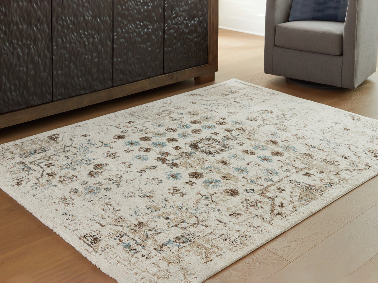 Mega Furniture - Ashley Furniture - Jossler Rug - 8' x 10' Rug / Ivory/Brown/Teal - R407071