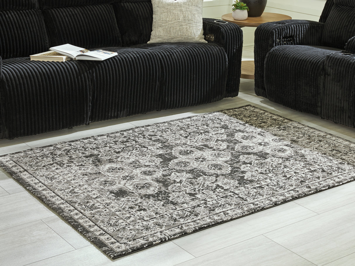 Mega Furniture - Ashley Furniture - Glennisman Rug - Medium Rug / Black/Gray/Ivory - R407272
