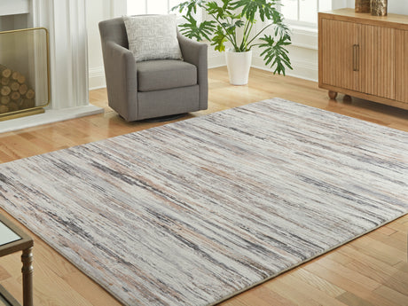 Mega Furniture - Ashley Furniture - Nace Rug - 5' x 7' Area Rug / Gray/Brown/White - R407472
