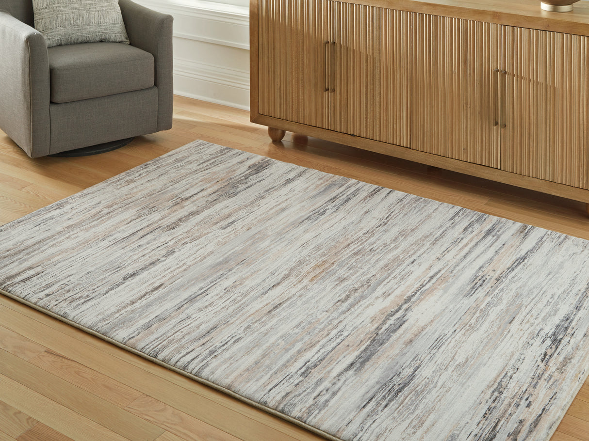 Mega Furniture - Ashley Furniture - Nace Rug - 5' x 7' Area Rug / Gray/Brown/White - R407472
