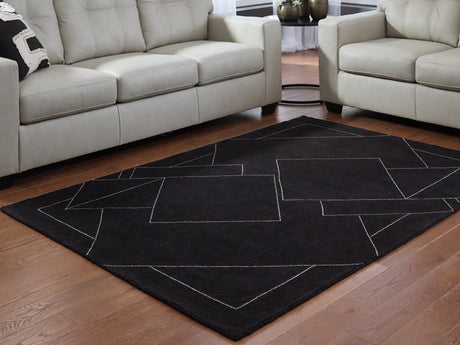 Mega Furniture - Ashley Furniture - Marav Rug - 7'8" x 10' Area Rug / Black/White - R407531