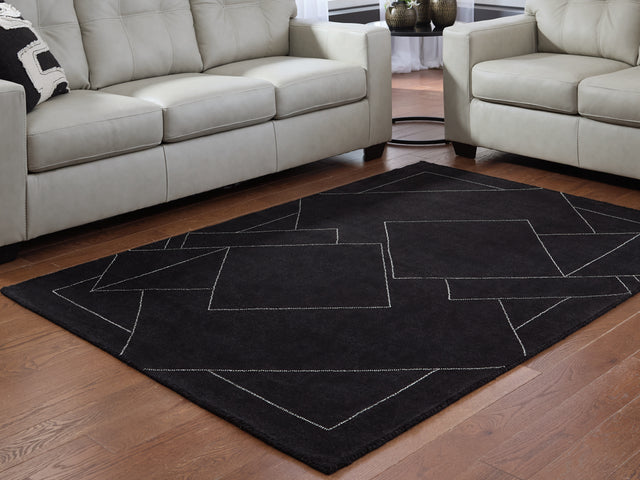 Mega Furniture - Ashley Furniture - Marav Rug - 7'8" x 10' Area Rug / Black/White - R407531