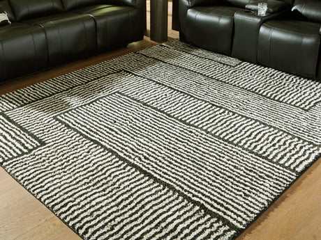 Mega Furniture - Ashley Furniture - Kurtmen Rug - 5' x 7' Area Rug / Black/Ivory - R407592