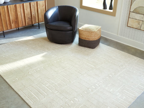 Mega Furniture - Ashley Furniture - Wolbert Rug - 5' x 7' Area Rug / Tan/Ivory - R407662