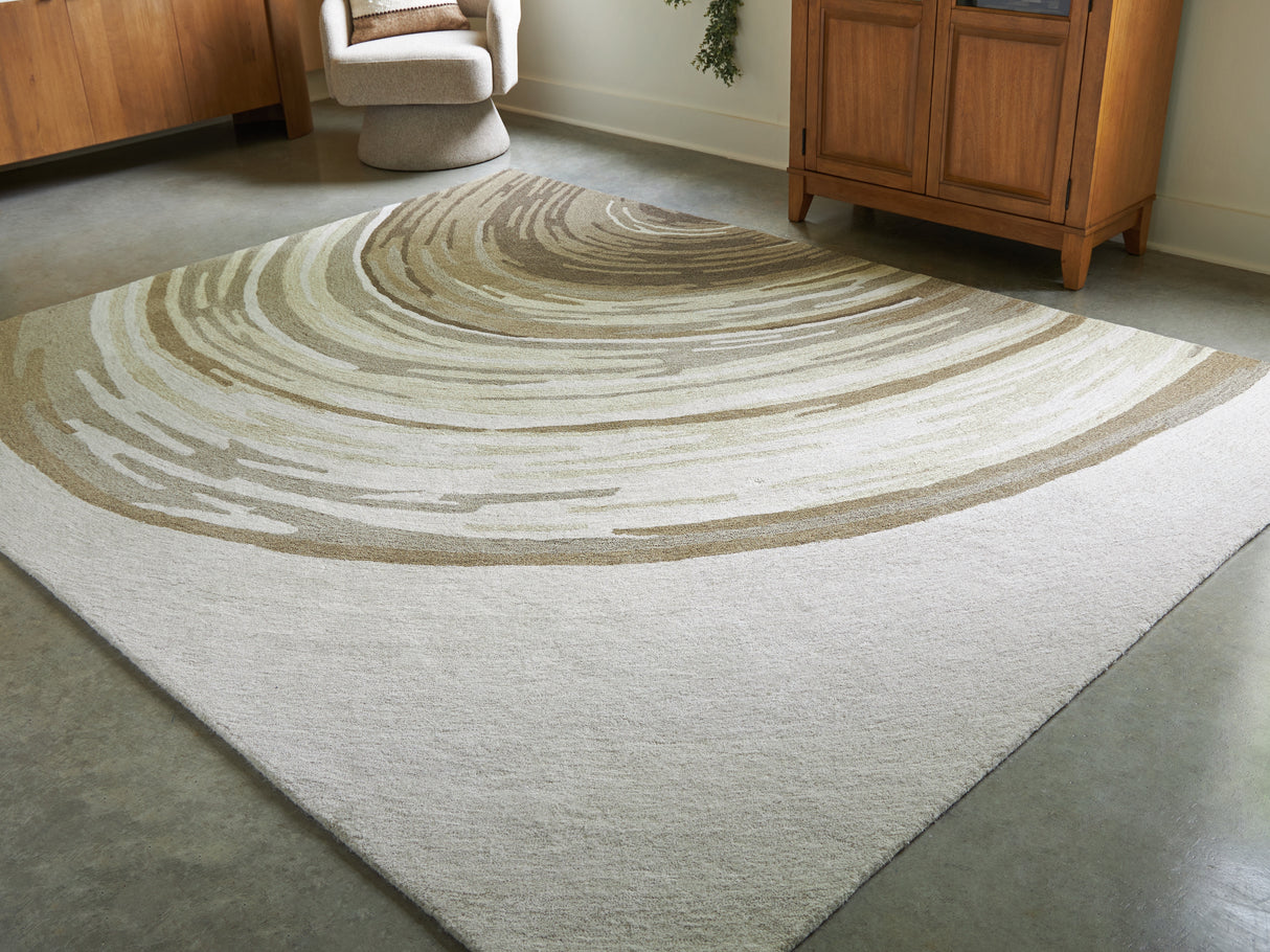 Mega Furniture - Ashley Furniture - Rizwana Rug - 5' x 7' Area Rug / Ivory/Brown/Gray - R407762
