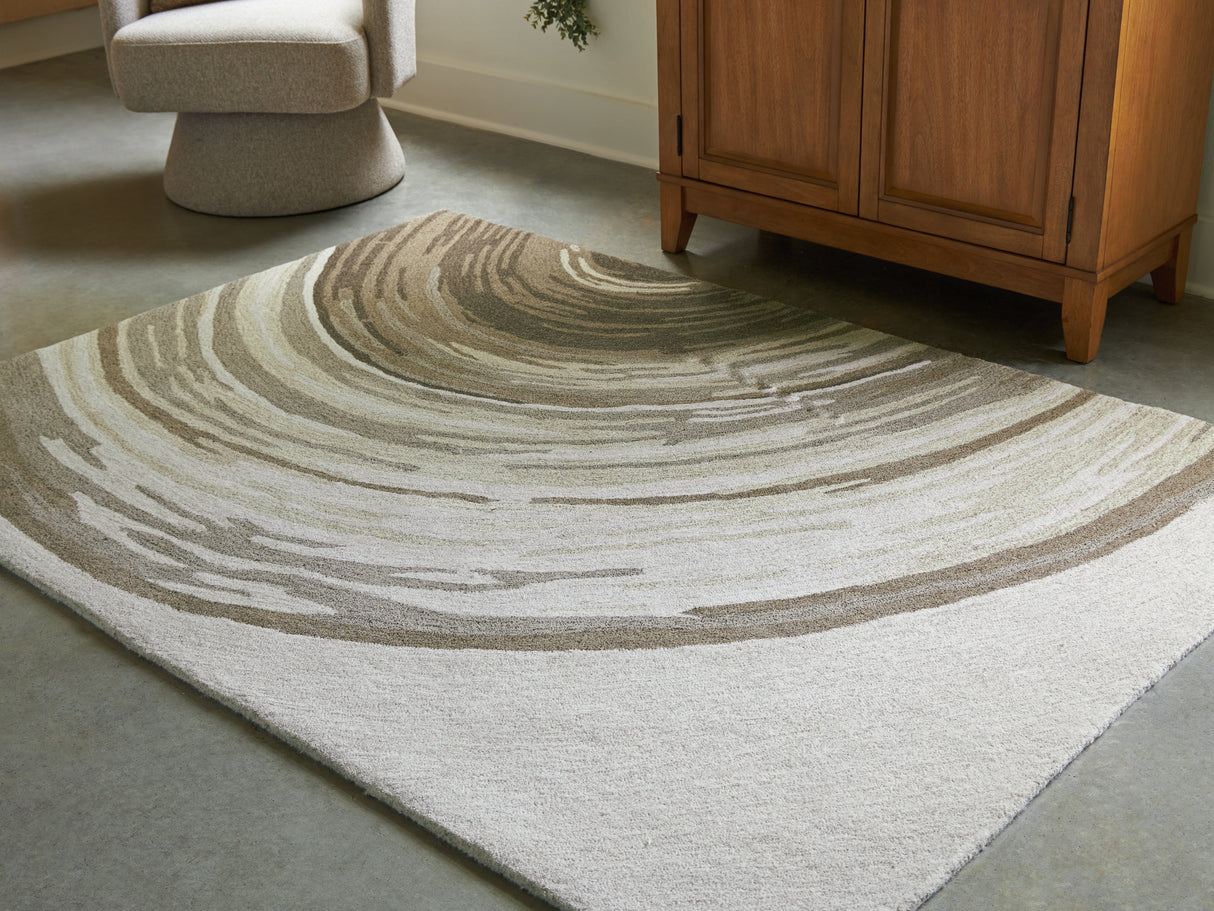 Mega Furniture - Ashley Furniture - Rizwana Rug - 5' x 7' Area Rug / Ivory/Brown/Gray - R407762