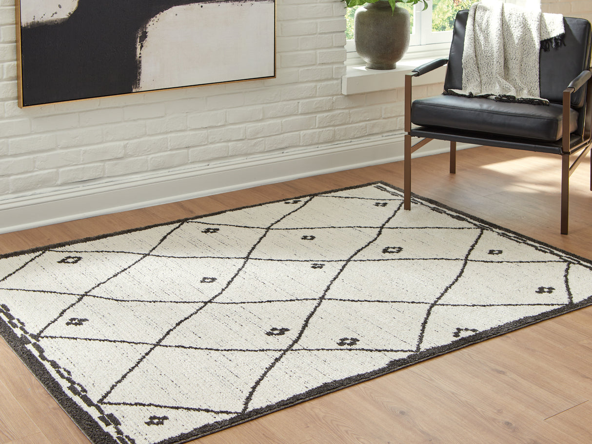 Mega Furniture - Ashley Furniture - Fenriston Rug - Medium Rug / Cream/Black - R408302