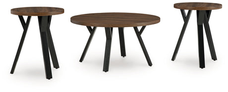 Mega Furniture - Ashley Furniture - Elbrynn Table (Set of 3) - Occasional Table Set (3/CN) / Brown/Black - T153-13