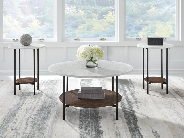 Mega Furniture - Ashley Furniture - Wrenwich Table (Set of 3) - Occasional Table Set (3/CN) / Brown/Black/White - T167-13
