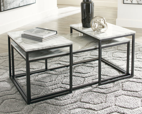 Mega Furniture - Ashley Furniture - Donnesta Table (Set of 3) - Occasional Table Set (3/CN) / Gray/Black - T182-13