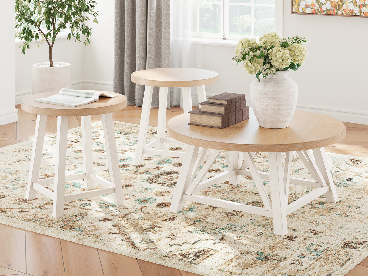 Mega Furniture - Ashley Furniture - Fawndell Table (Set of 3) - Occasional Table Set (3/CN) / Antique White/Brown - T193-13