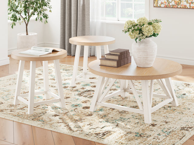 Mega Furniture - Ashley Furniture - Fawndell Table (Set of 3) - Occasional Table Set (3/CN) / Antique White/Brown - T193-13