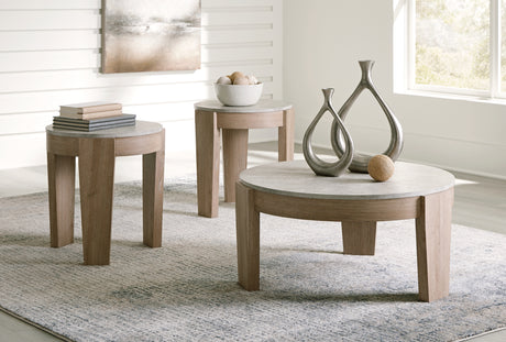Mega Furniture - Ashley Furniture - Guystone Table (Set of 3) - Occasional Table Set (3/CN) / Light Brown - T237-13