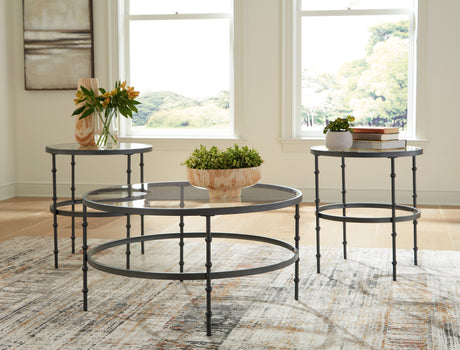 Mega Furniture - Ashley Furniture - Kellyco Table (Set of 3) - Occasional Table Set (3/CN) / Gunmetal - T246-13