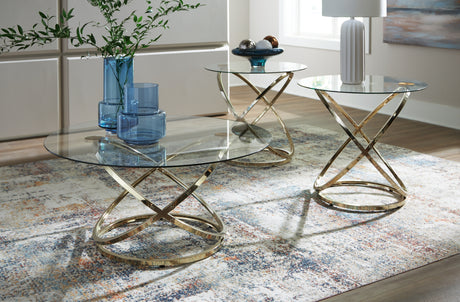 Mega Furniture - Ashley Furniture - Crimonti Table (Set of 3) - Occasional Table Set (3/CN) / Champagne - T273-13