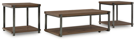 Mega Furniture - Ashley Furniture - Trindwick Table (Set of 3) - Occasional Table Set (3/CN) / Brown/Gun Metal - T381-13