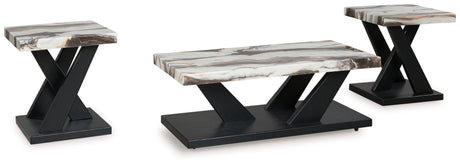 Mega Furniture - Ashley Furniture - Cendill Table (Set of 3) - Occasional Table Set (3/CN) / Dark Brown/White/Black - T403-13