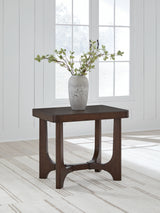 Mega Furniture - Ashley Furniture - Korestone End Table - Rectangular End Table / Dark Brown - T438-3