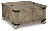 Mega Furniture - Ashley Furniture - Aldwin Coffee Table With Storage - Cocktail Table with Storage / Gray - T457-20
