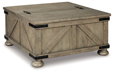 Mega Furniture - Ashley Furniture - Aldwin Coffee Table With Storage - Cocktail Table with Storage / Gray - T457-20