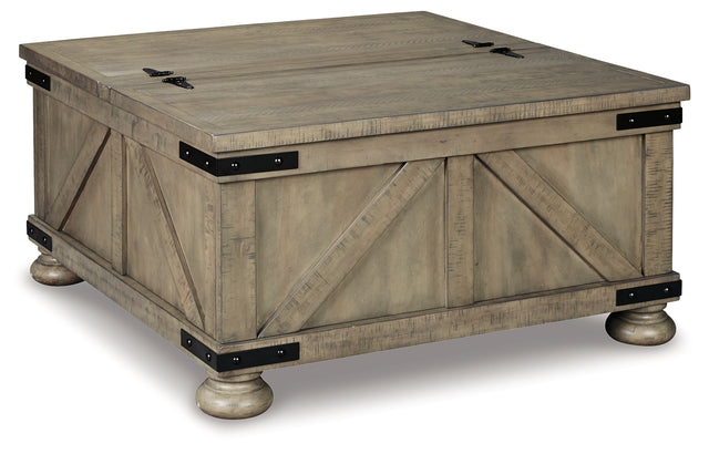 Mega Furniture - Ashley Furniture - Aldwin Coffee Table With Storage - Cocktail Table with Storage / Gray - T457-20
