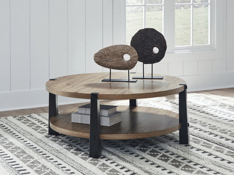 Mega Furniture - Ashley Furniture - Ridgester Coffee Table - Round Cocktail Table - T518-8
