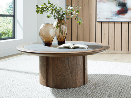Mega Furniture - Ashley Furniture - Dontayne Coffee Table - Round Cocktail Table - T563-8