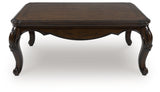 Mega Furniture - Ashley Furniture - Maylee Coffee Table - Rectangular Cocktail Table / Dark Brown - T617-1