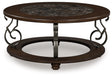 Mega Furniture - Ashley Furniture - Frallyn Coffee Table - Round Cocktail Table / Dark Brown - T623-8