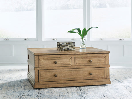 Mega Furniture - Ashley Furniture - Sharlance Lift-Top Coffee Table - Lift Top Cocktail Table / Light Brown - T655-9