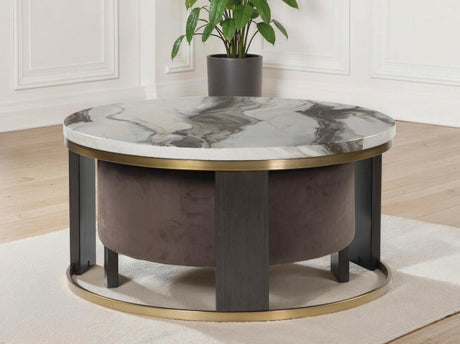 Mega Furniture - Ashley Furniture - Jazmore Nesting Coffee Table (Set of 2) - Nesting Cocktail Tables (Set of 2) / Brown/Brass Finish - T671-22