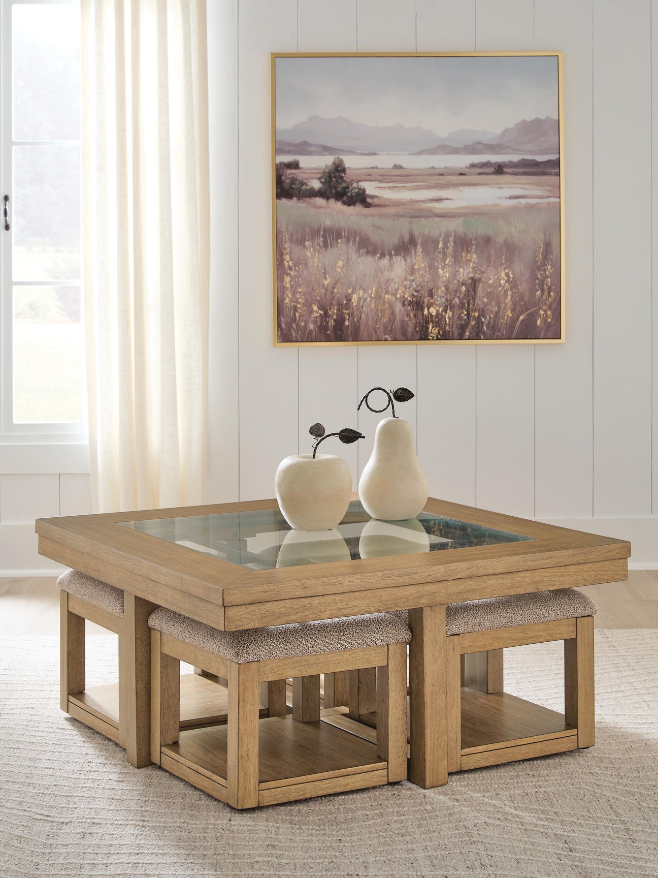 Mega Furniture - Ashley Furniture - Wittenmyer Coffee Table with 4 Stools (Set of 5) - Cocktail TBL w/4 Stools (5/CN) - T794-20