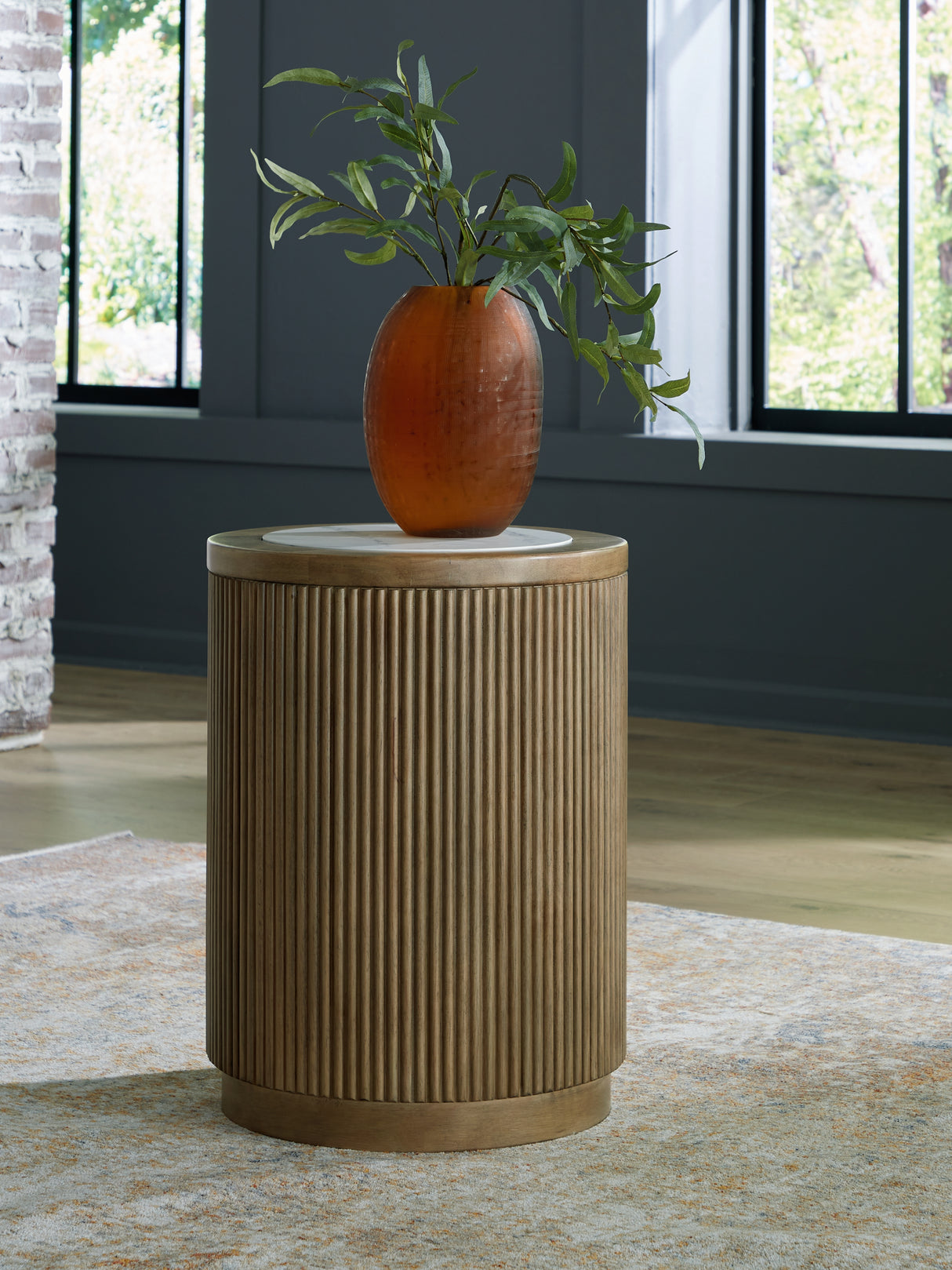 Mega Furniture - Ashley Furniture - Camdill End Table - Round End Table / Light Brown/White - T808-6