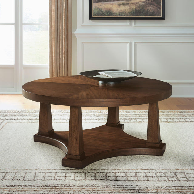 Mega Furniture - Ashley Furniture - Rustic Plains Coffee Table - Round Cocktail Table - T877-8
