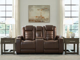 Mega Furniture - Ashley Furniture - High Impact Living Room - PWR REC Loveseat/CON/ADJ HDRST / Tobacco - U1060118