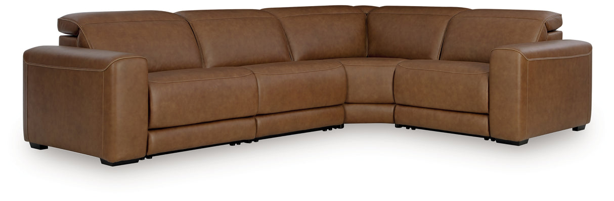 Mega Furniture - Ashley Furniture - Magic Man Sectional - 4-Piece Power Reclining Sectional / Caramel - PCU10700S11