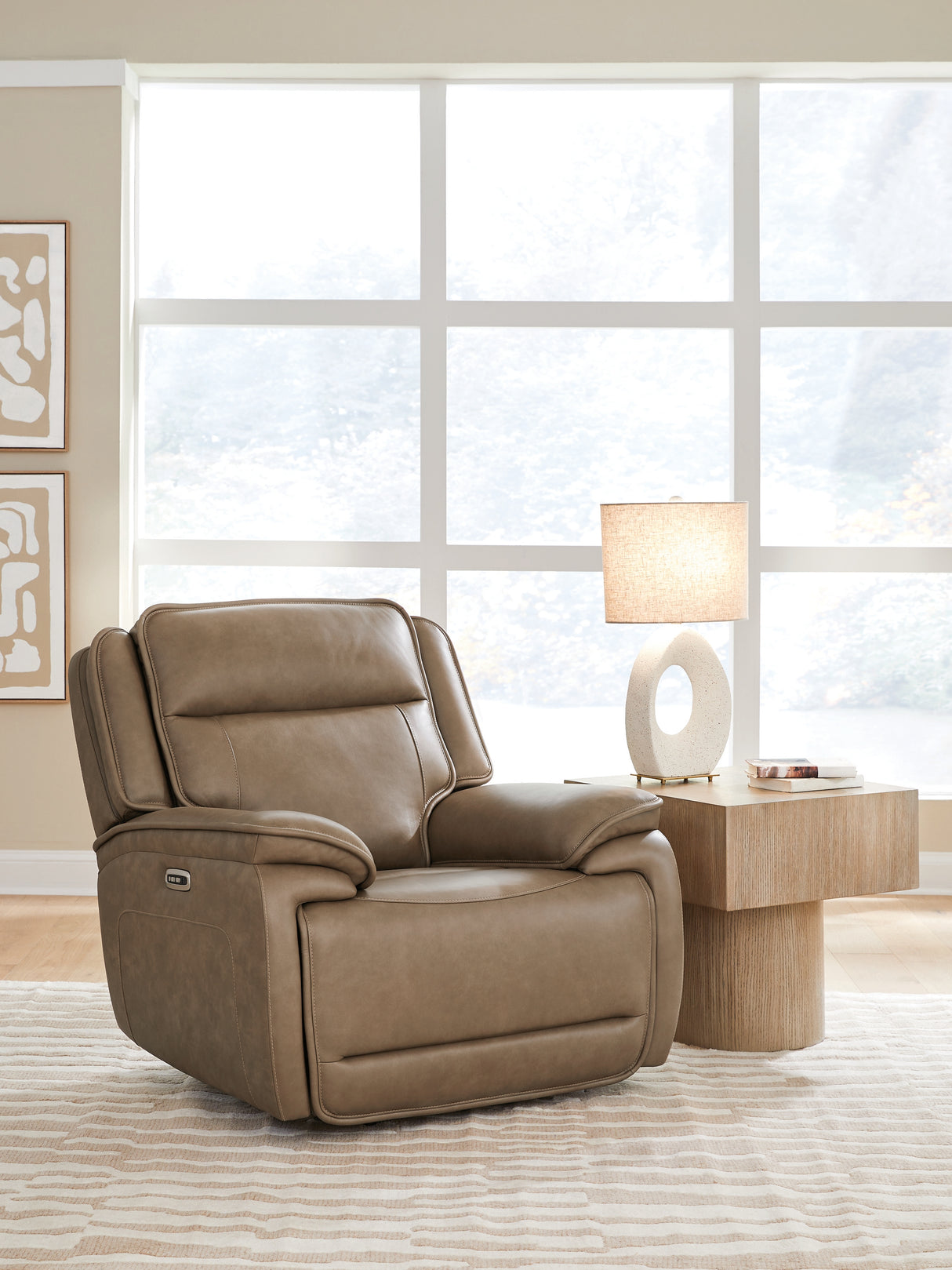 Mega Furniture - Ashley Furniture - Glencroft Living Room - PWR Recliner/ADJ Headrest / Sahara - PCU1240013