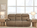 Mega Furniture - Ashley Furniture - Glencroft Living Room - PWR REC Sofa with ADJ Headrest / Sahara - PCU1240015